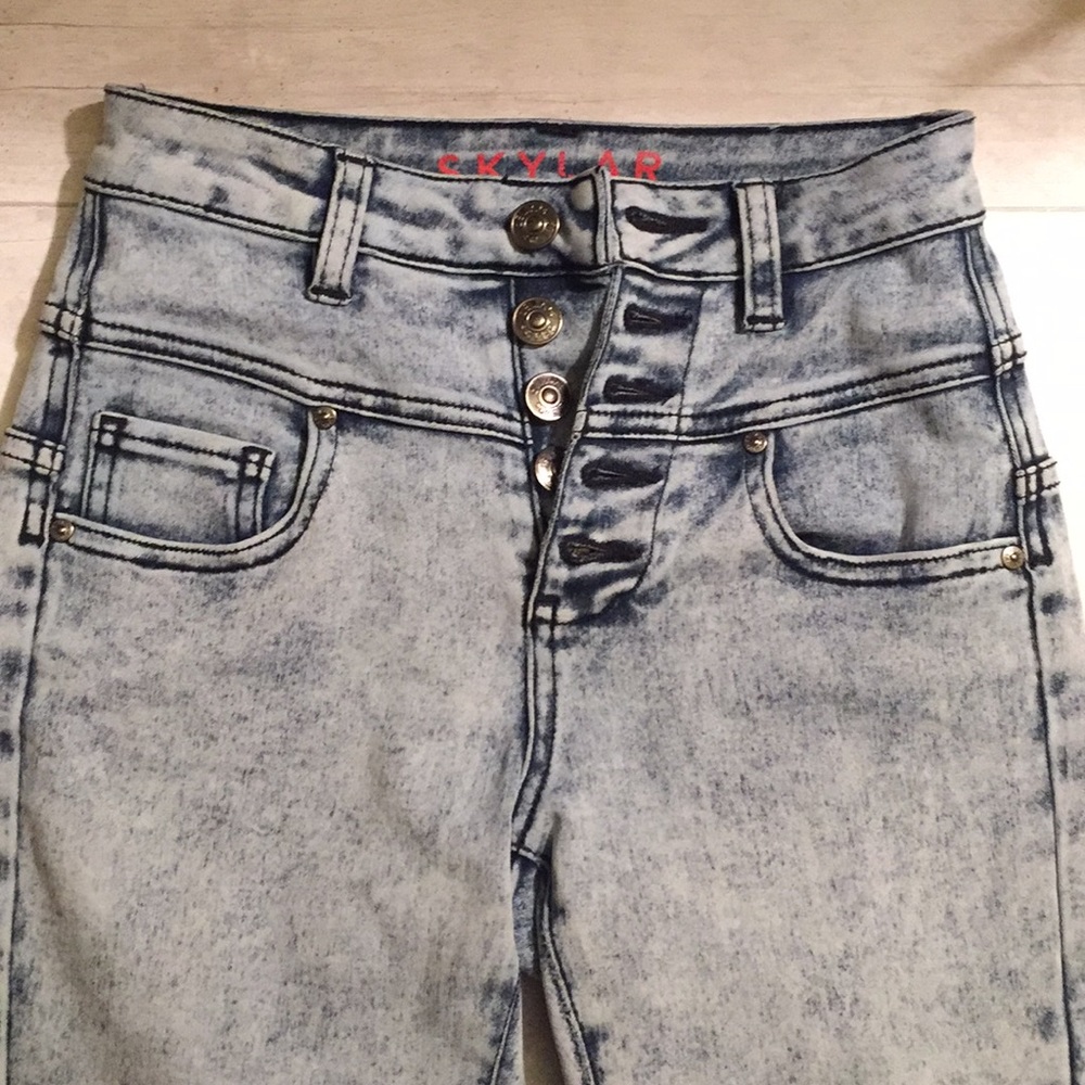 Acid washed skinny high waisted jeans 00